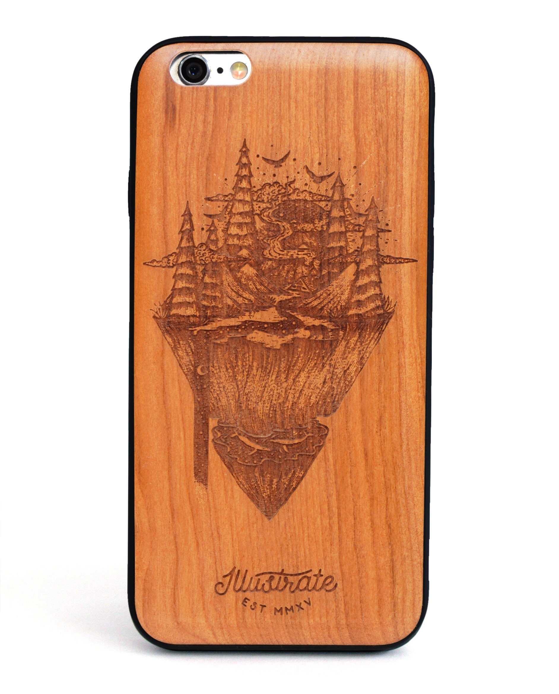 Wooden Phone Cases Floating Mountain Phone Case Illustrate