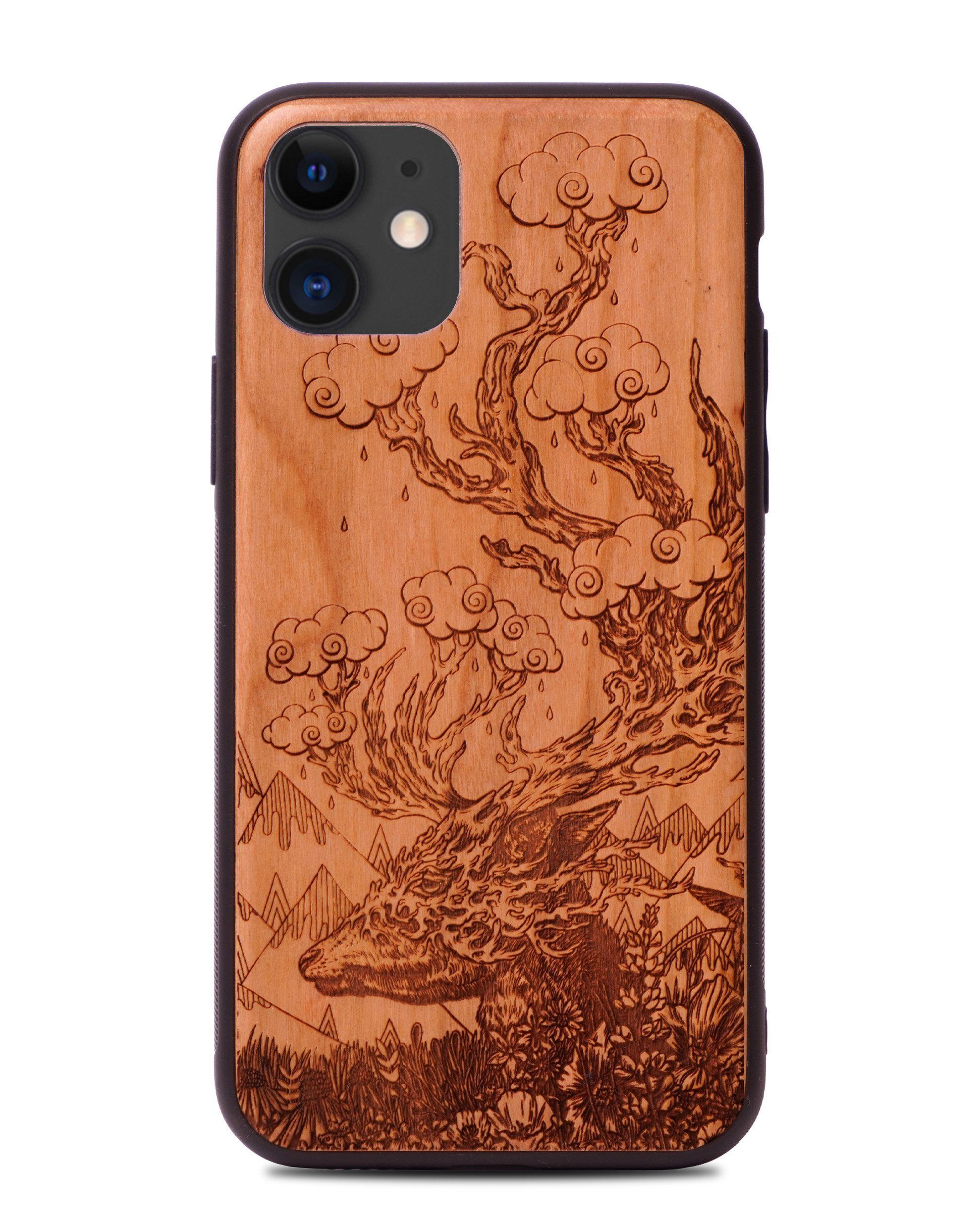 Wooden Phone Cases Journeying Spirit Deer Phone Case Illustrate