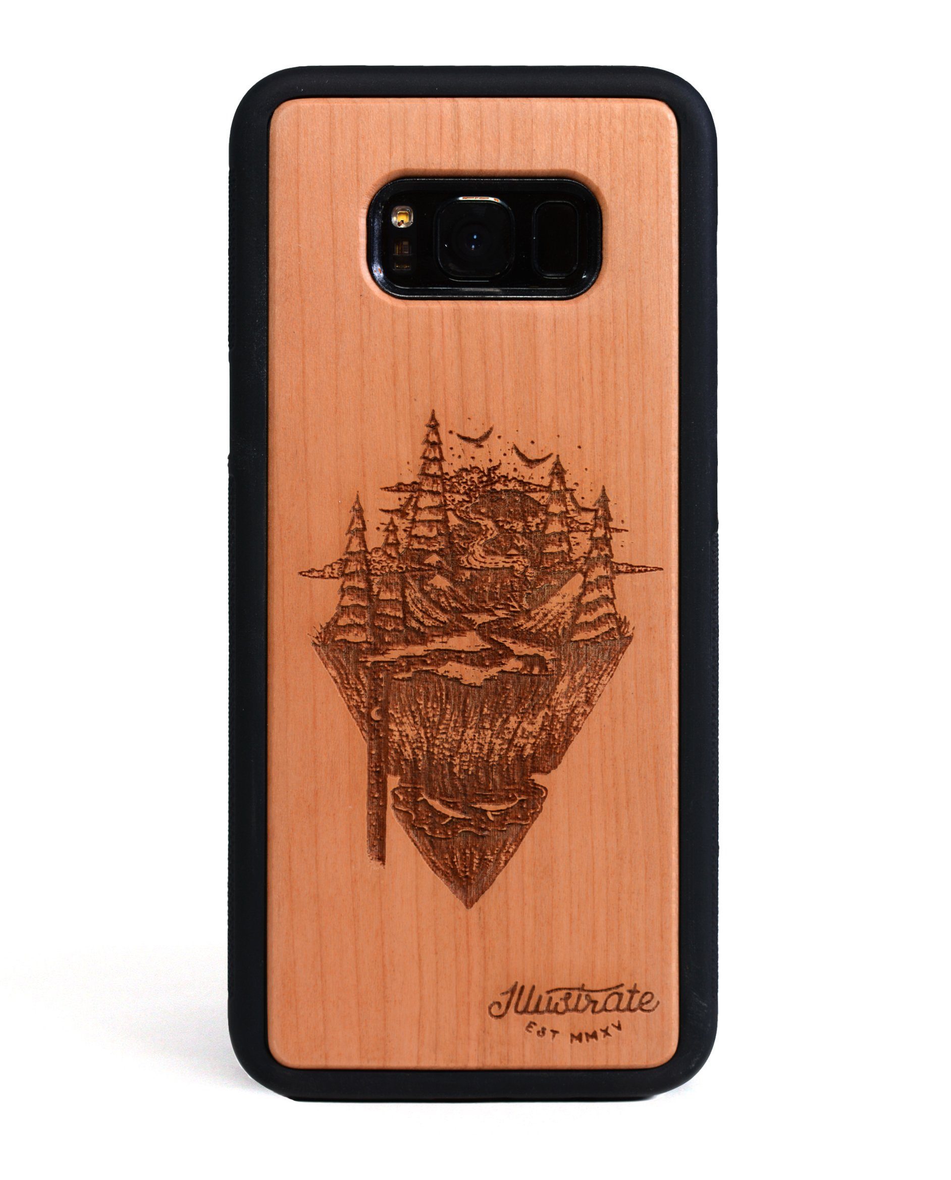 Wooden Phone Cases Floating Mountain Phone Case Illustrate