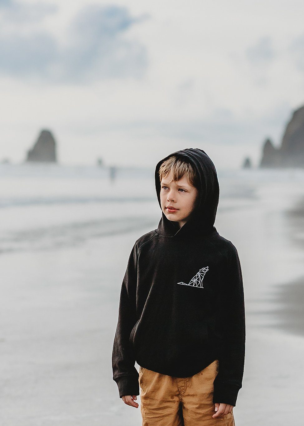 Simplistic Wolf' Organic Kids Hoodie - Illustrate