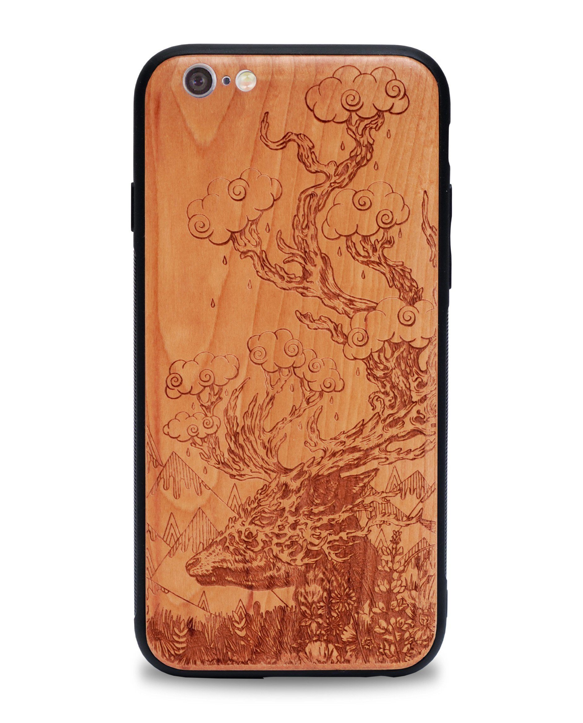 Wooden Phone Cases Journeying Spirit Deer Phone Case Illustrate